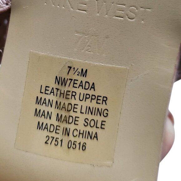 NINE WEST Perforated Leather Stacked Heel Peep Toe High Vamp Buckle Back Sandals - Picture 11 of 15